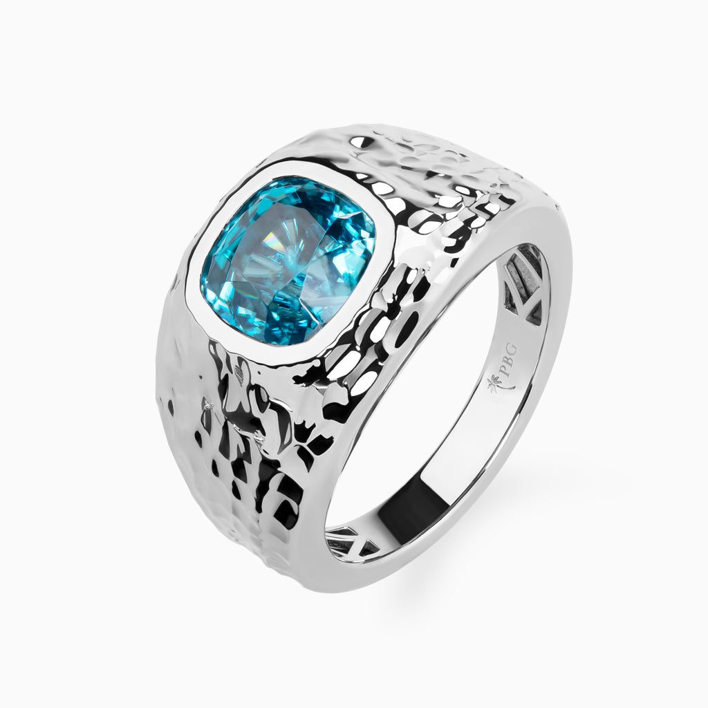 7.00ct Platinum Blue Zircon Ring