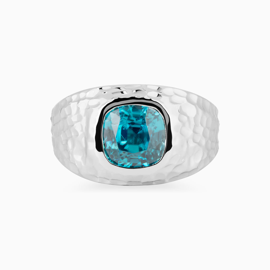 7.00ct Platinum Blue Zircon Ring