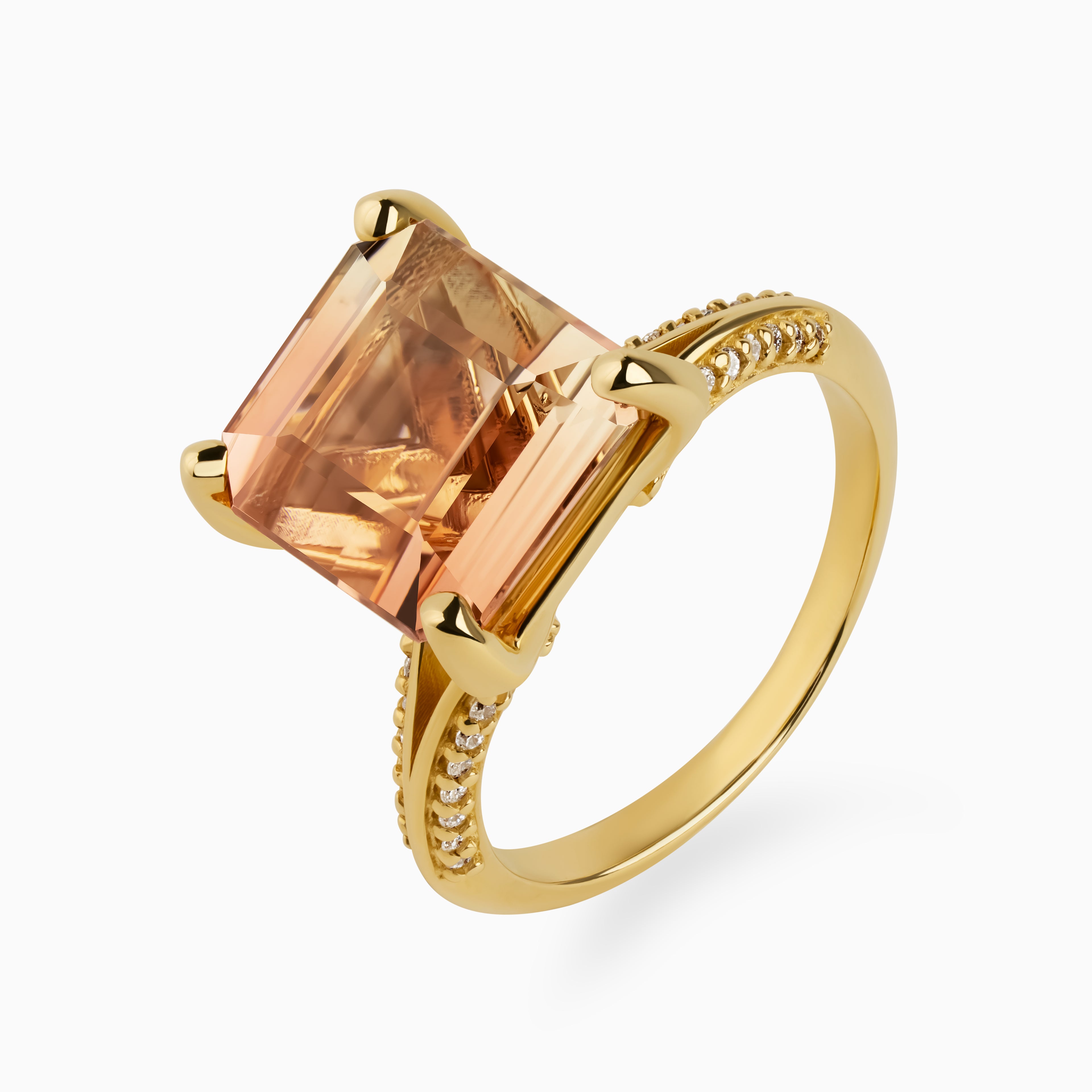 6.18ct Asscher Pink Bi Color Tourmaline Ring