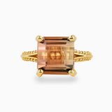 6.18ct Asscher Pink Bi Color Tourmaline Ring
