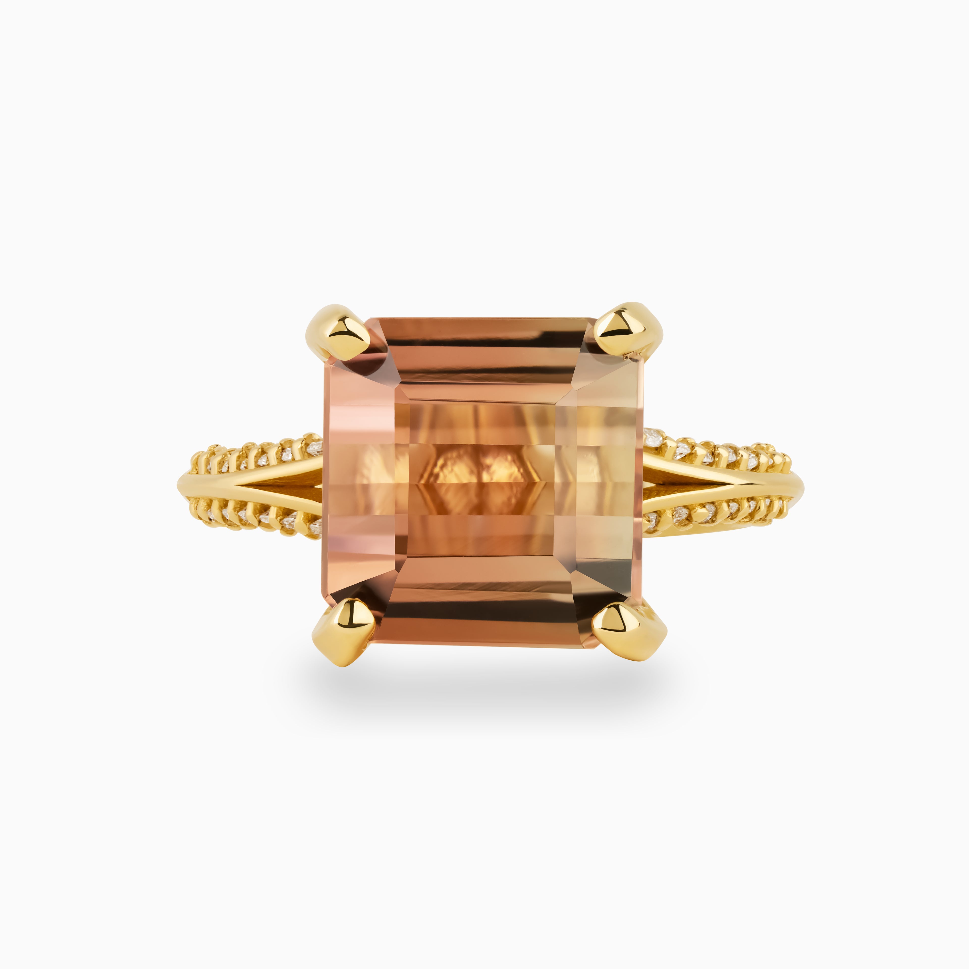 6.18ct Asscher Pink Bi Color Tourmaline Ring