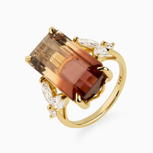 11.08ct Emerald Pink Bi-Color Tourmaline Ring