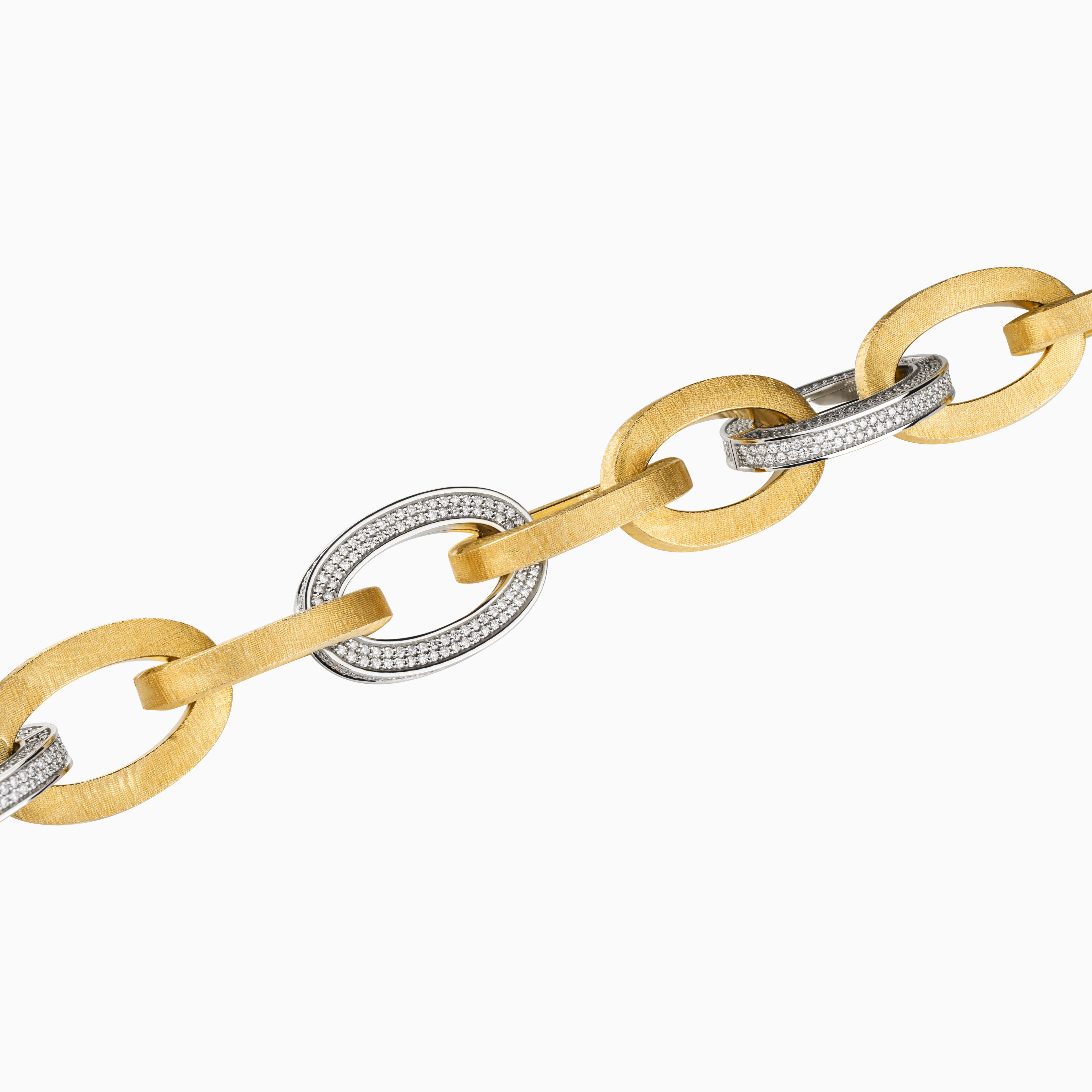 Luxe Diamond and Brushed Gold Link Necklace