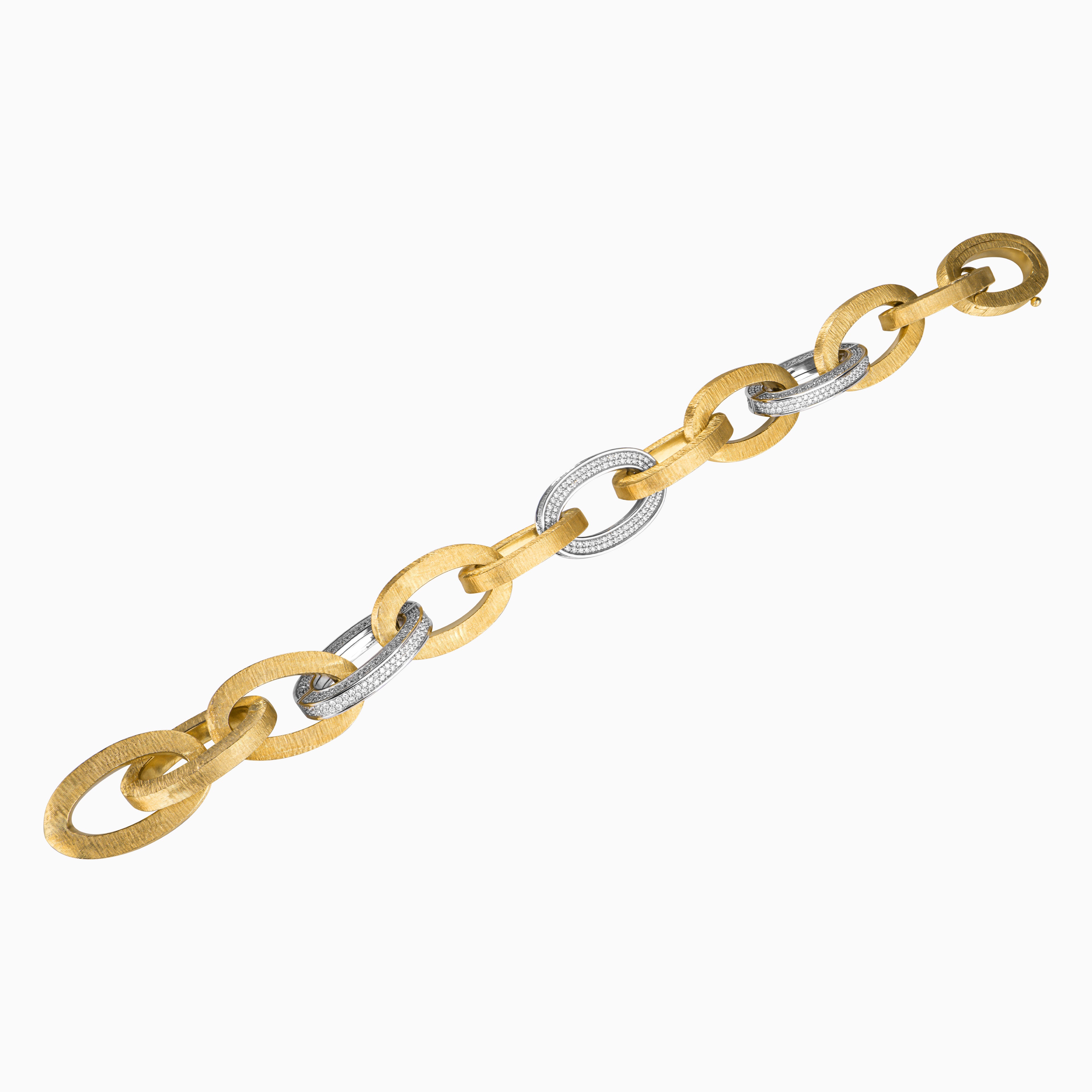 Luxe Diamond and Brushed Gold Link Necklace