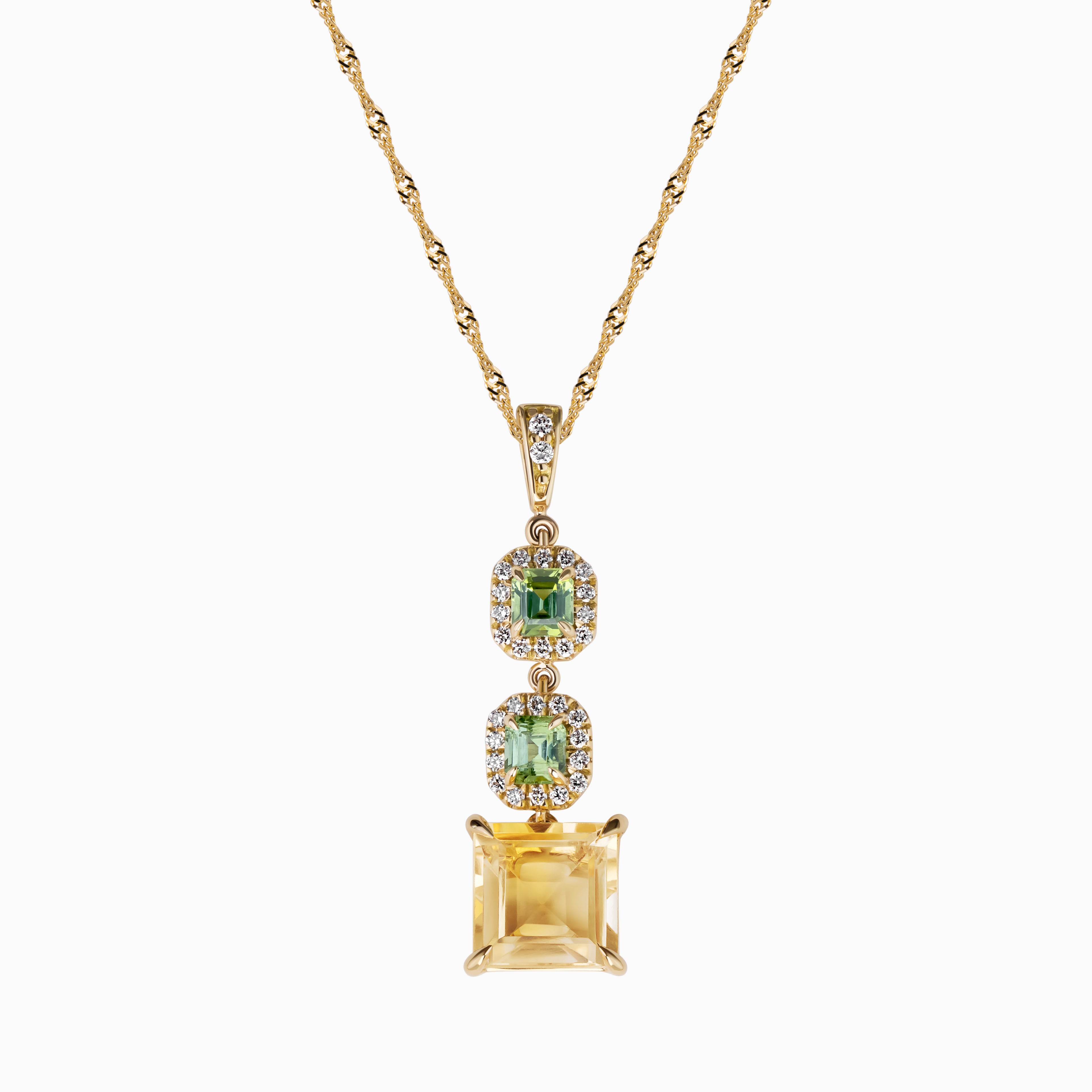 Citrine and Peridot Drop Necklace