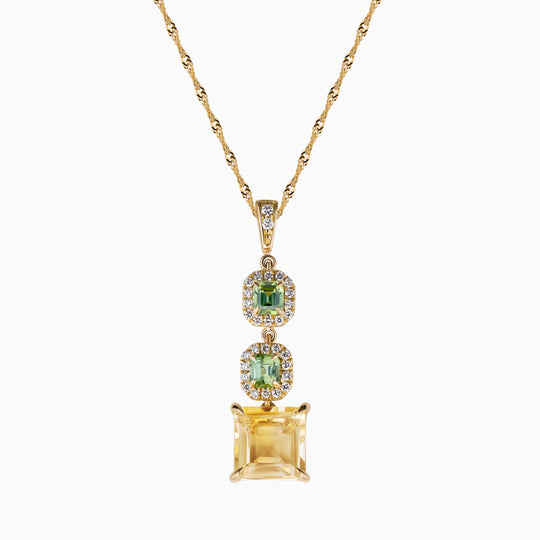Citrine and Peridot Drop Necklace