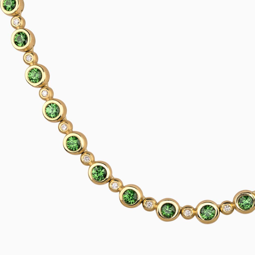 Diamond and Tsavorite Beaded Necklace