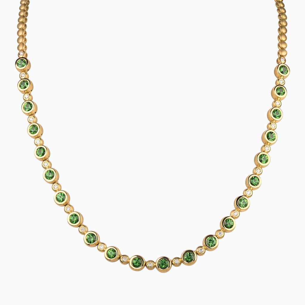 Diamond and Tsavorite Beaded Necklace