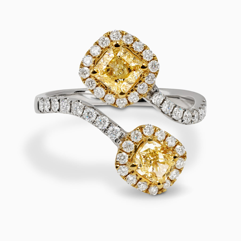 Yellow and White Diamond Twist Ring
