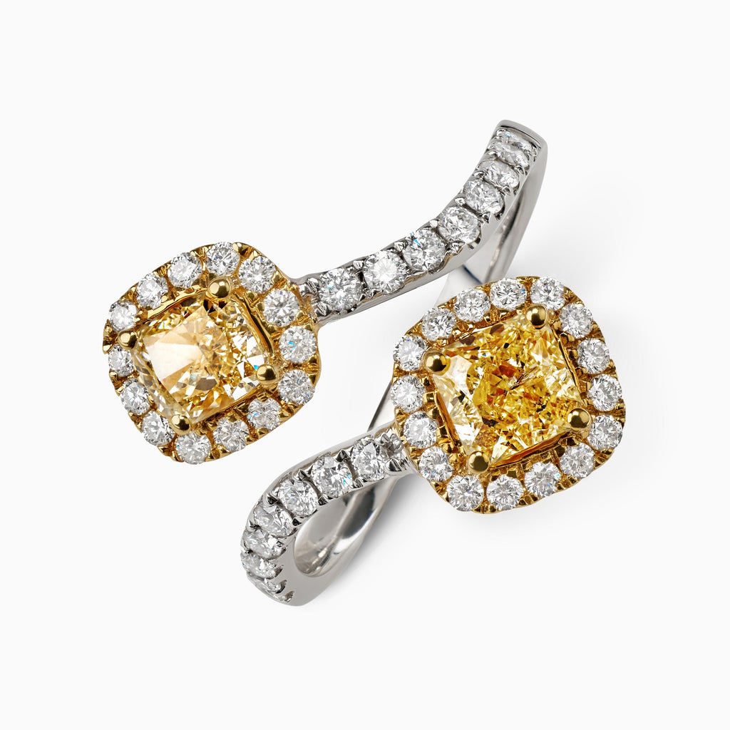 Yellow and White Diamond Twist Ring