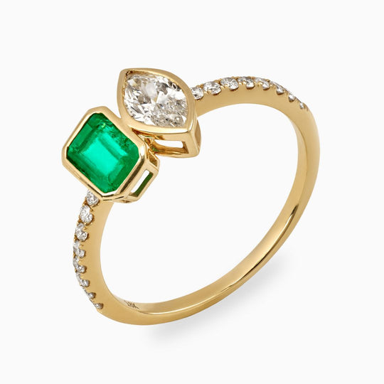 Duet Emerald and Diamond Ring