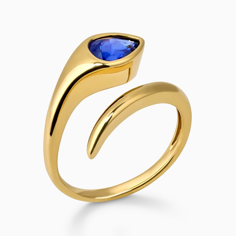 Blue Sapphire Spiral Ring