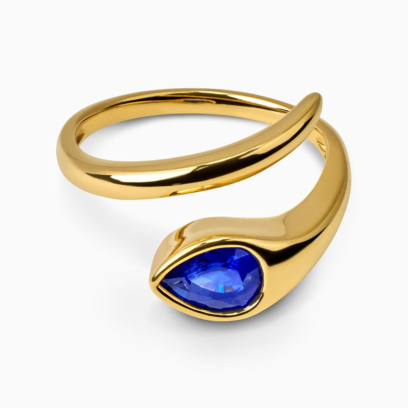 Blue Sapphire Spiral Ring