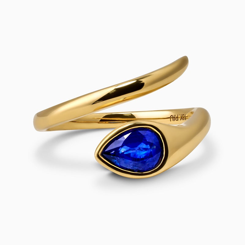 Blue Sapphire Spiral Ring