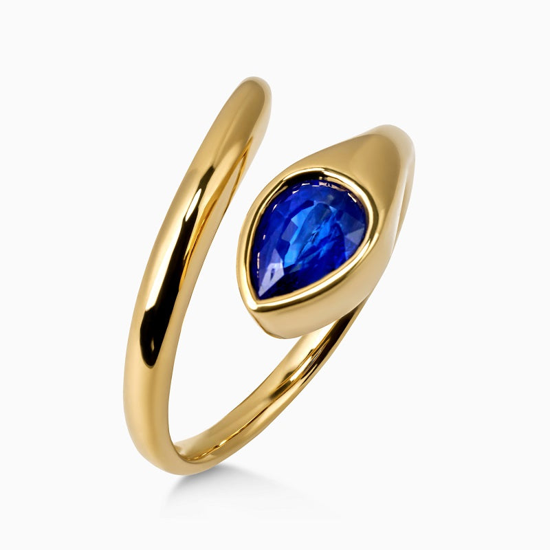 Blue Sapphire Spiral Ring