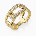 Ribbed Chain Link Band with Diamonds