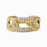 Ribbed Chain Link Band with Diamonds