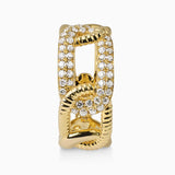 Ribbed Chain Link Band with Diamonds