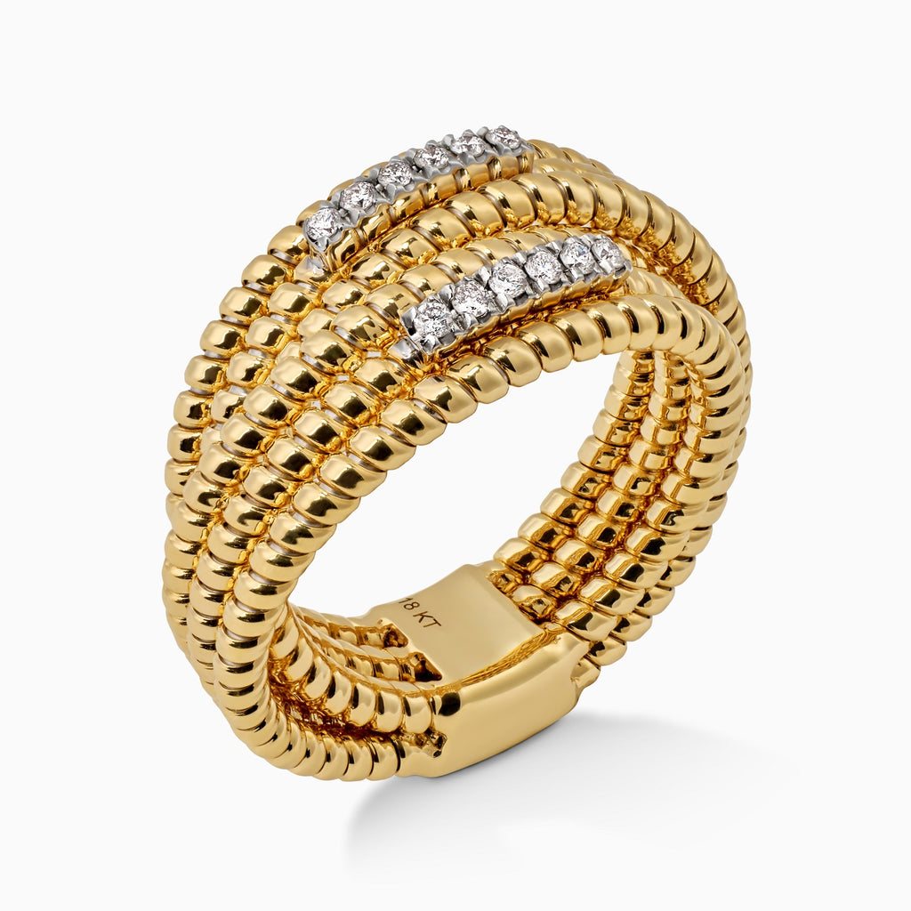 Stacked Ring with Two Diamond Bars