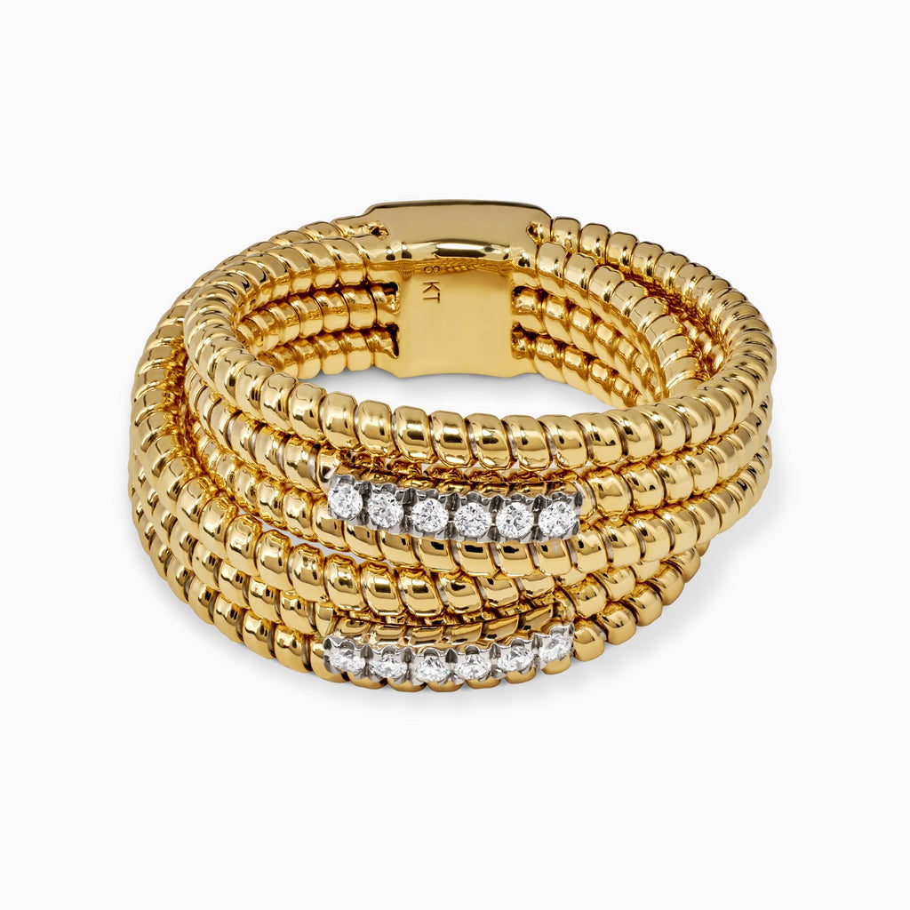 Stacked Ring with Two Diamond Bars