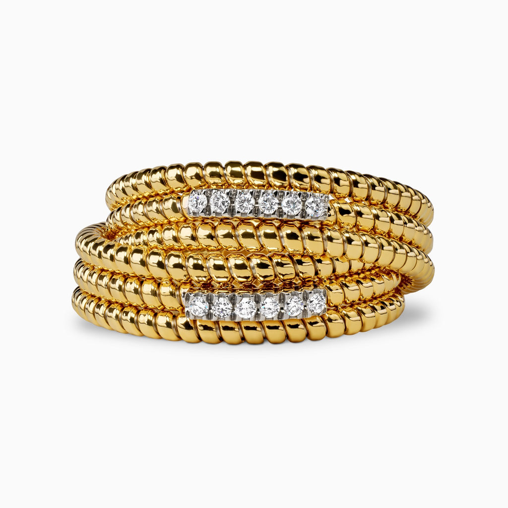 Stacked Ring with Two Diamond Bars