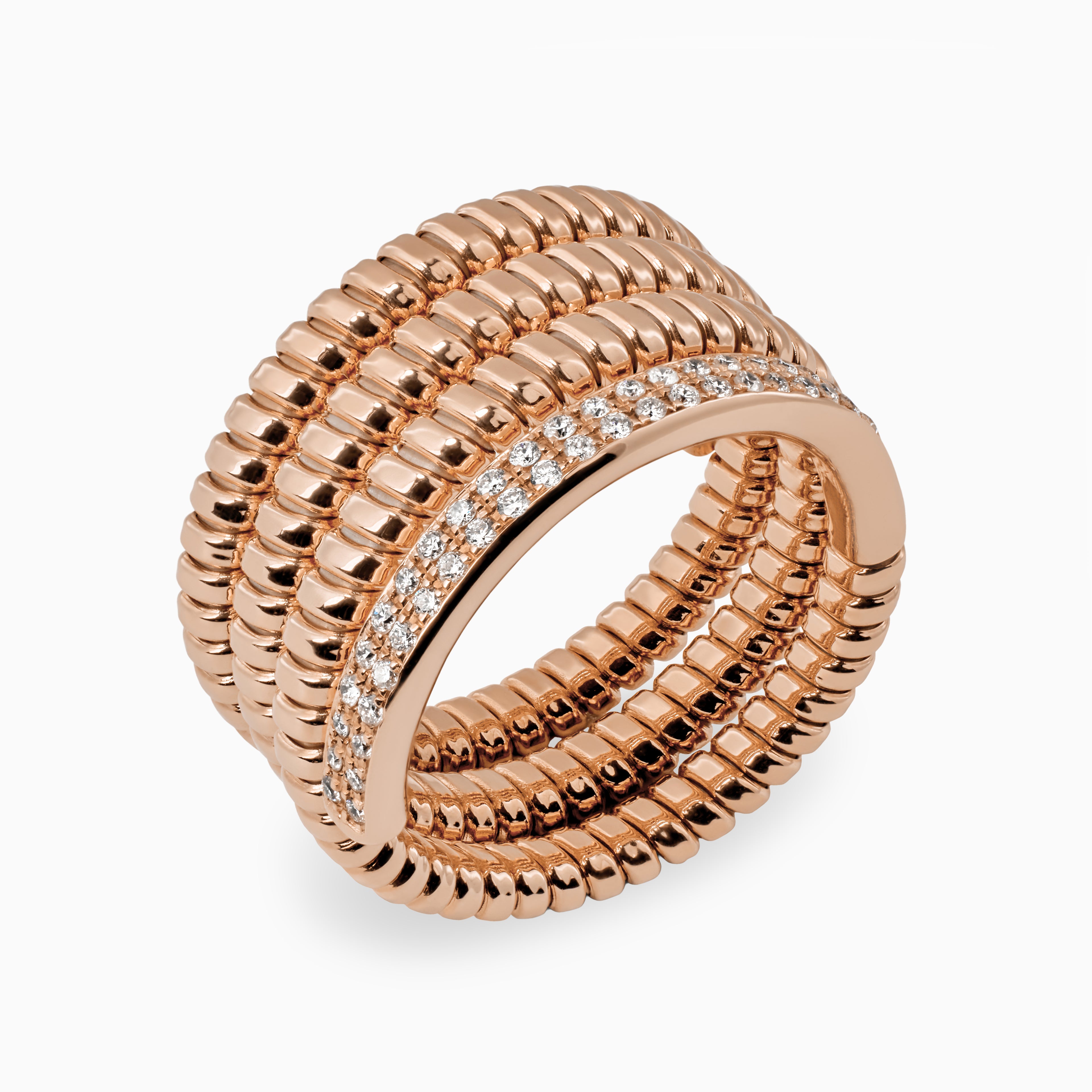 Coiled Ribbed Band with Diamonds