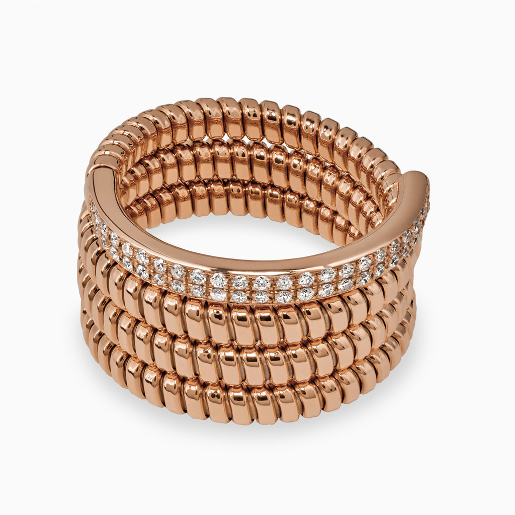 Coiled Ribbed Band with Diamonds
