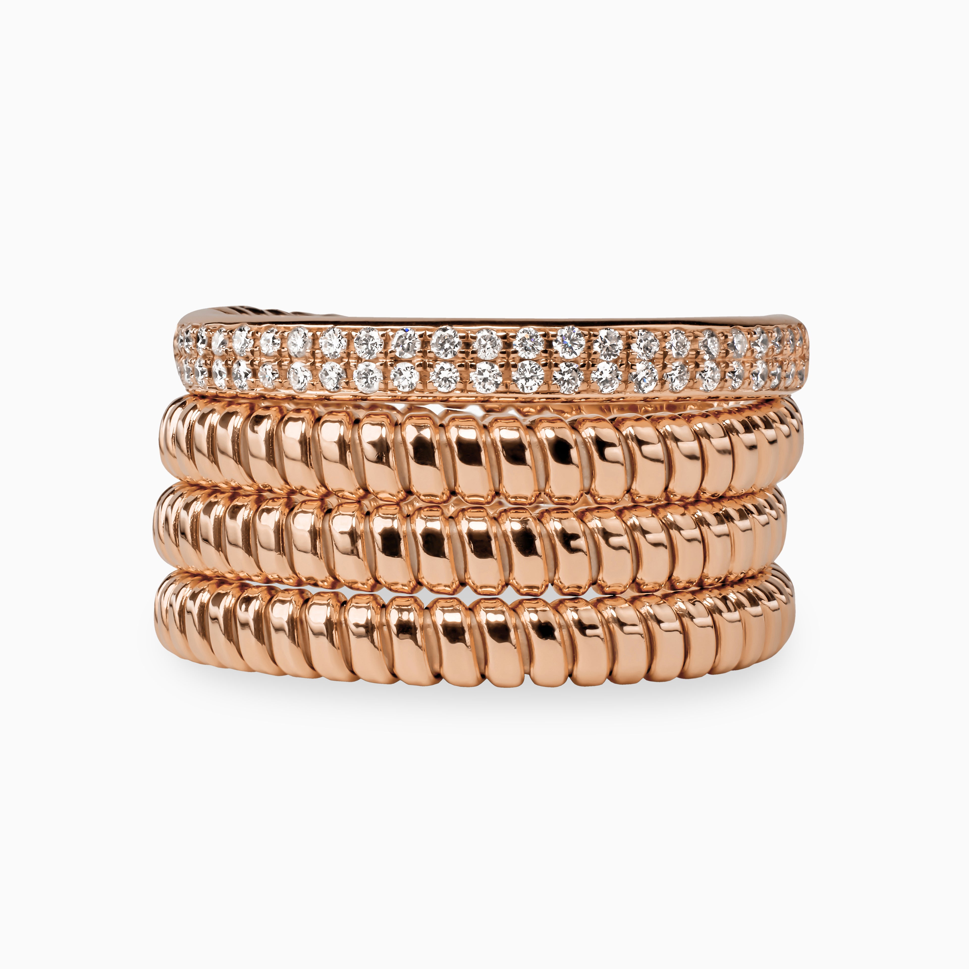 Coiled Ribbed Band with Diamonds
