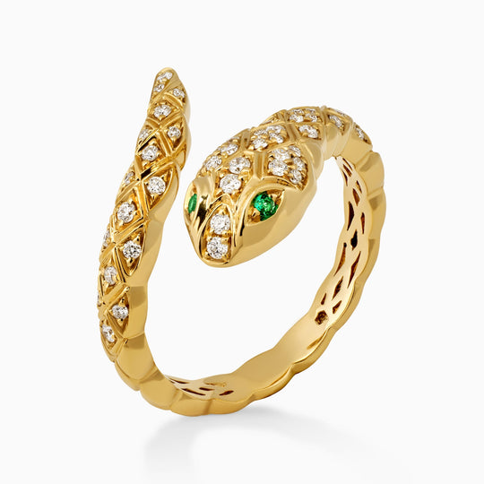Diamond and Emerald Serpent Ring