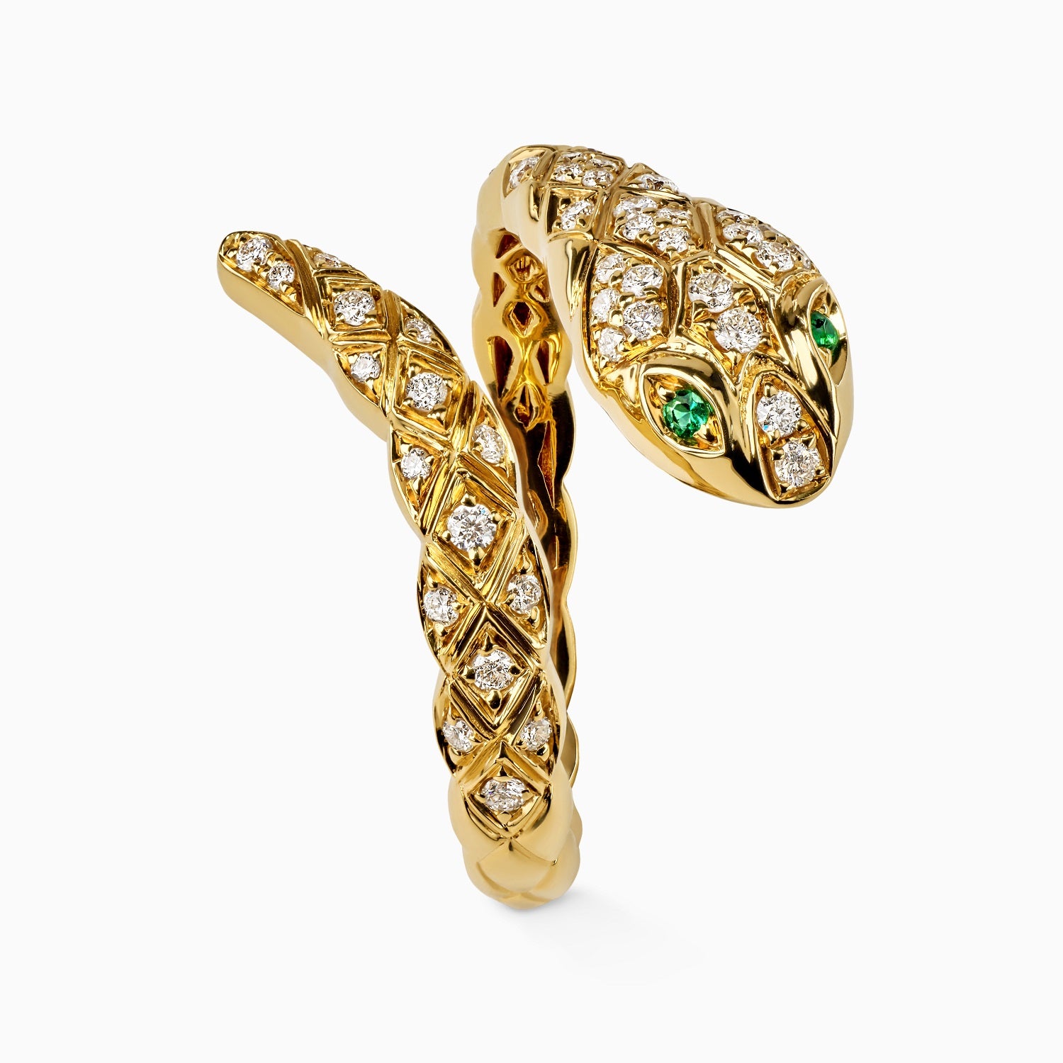 Diamond and Emerald Serpent Ring