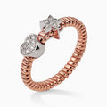 Ribbed Ring with Pave Heart and Star