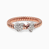 Ribbed Ring with Pave Heart and Star