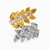 Yellow and White Diamond Botanical Ring