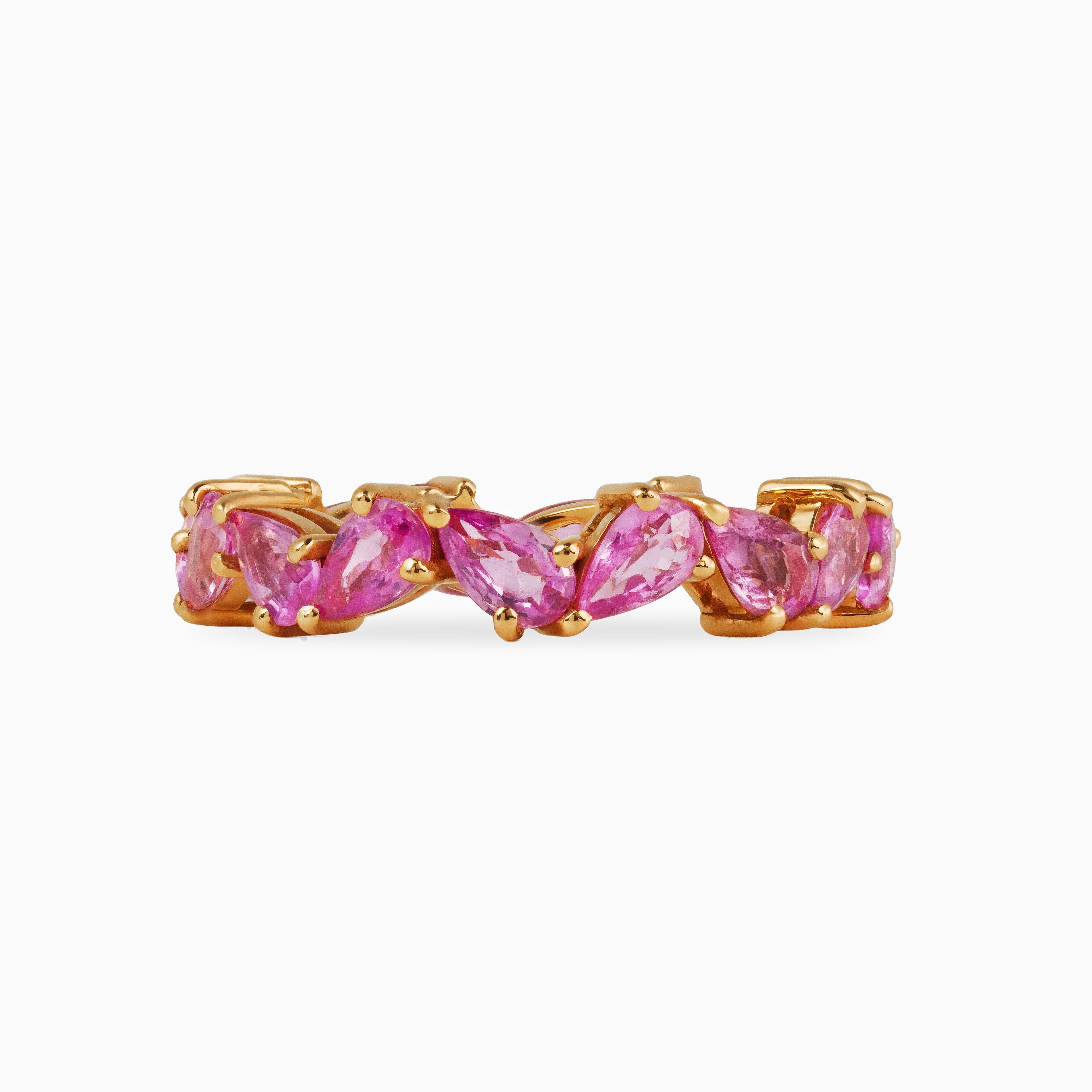 Pear Pink Sapphire Zigzag Eternity Ring
