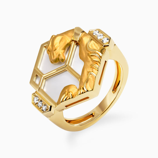 Hexagon Panther Ring