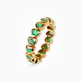 Round Emerald in Heart Bezel Set Eternity Ring