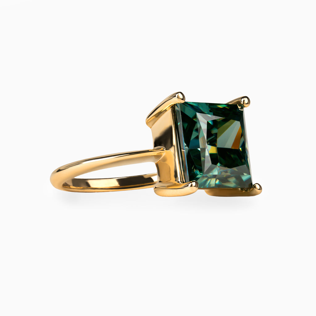 5.67ct Blue-Green Lab Moissanite Ring
