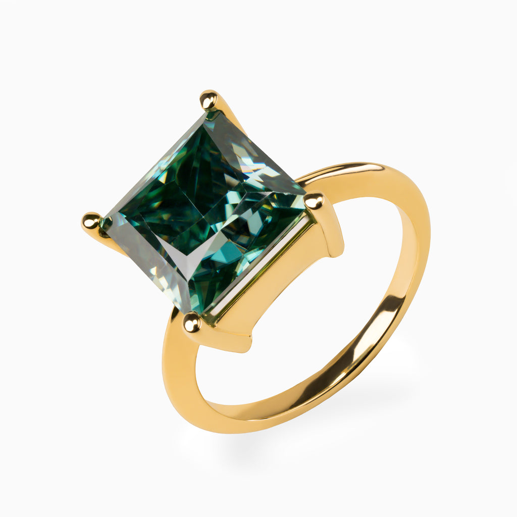 5.67ct Blue-Green Lab Moissanite Ring
