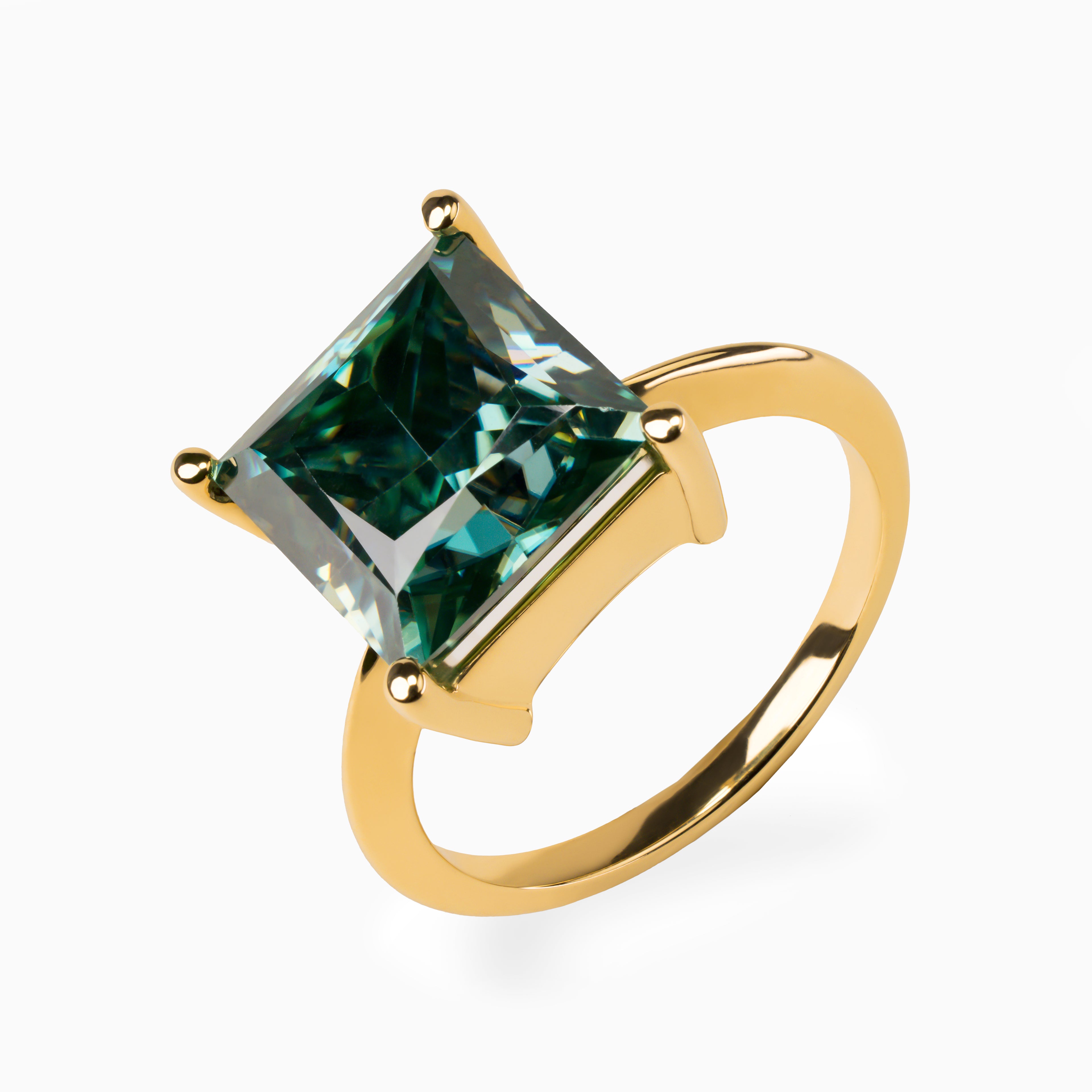 5.67ct Blue-Green Lab Moissanite Ring