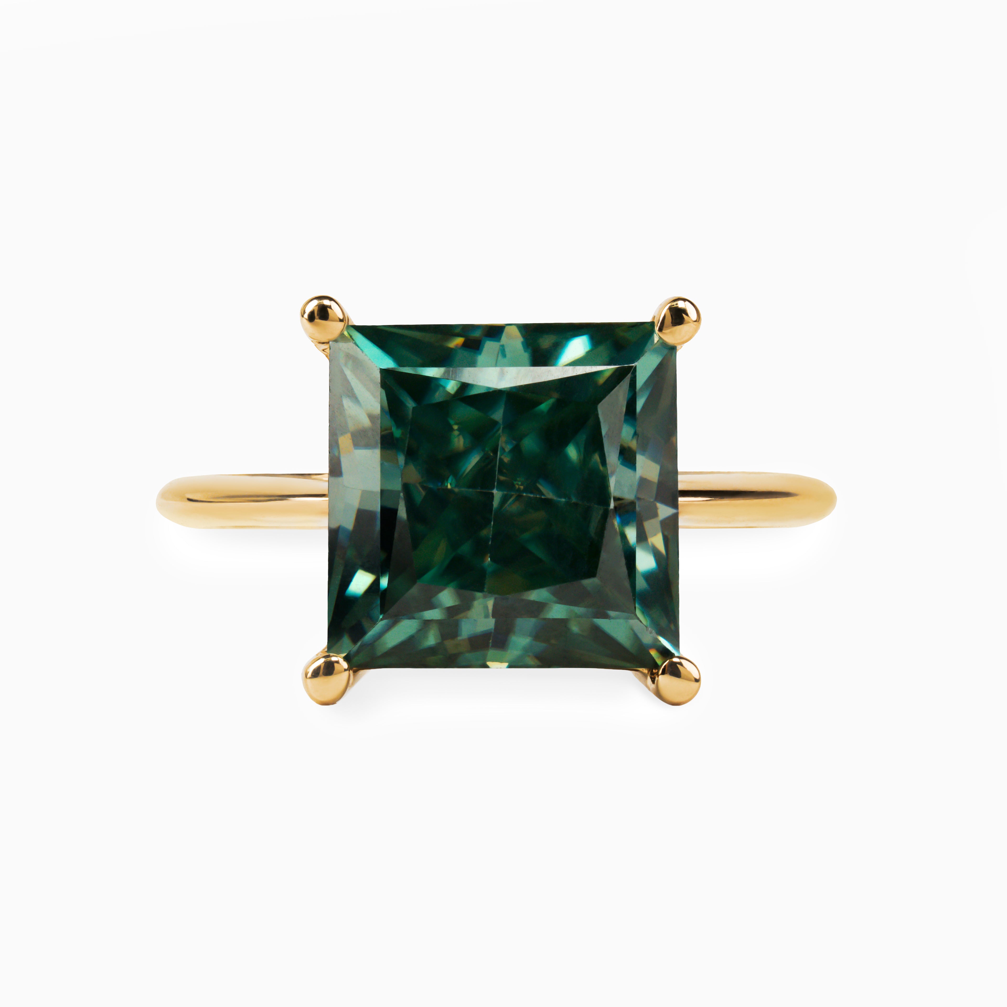 5.67ct Blue-Green Lab Moissanite Ring