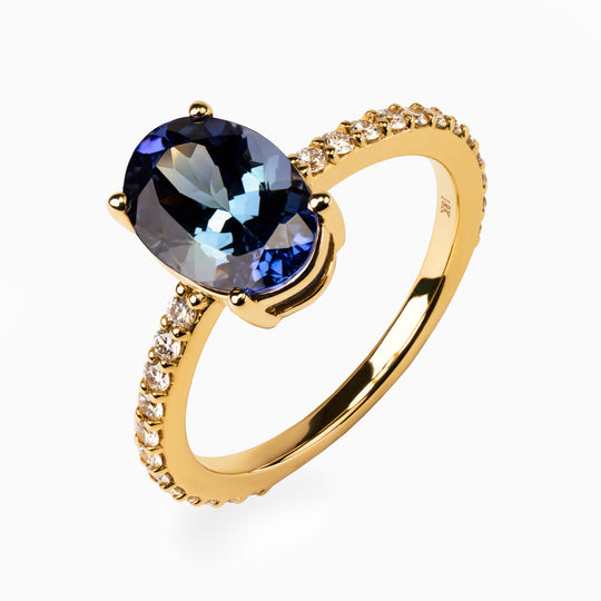 2.06ct Oval Tanzanite Ring with Diamonds