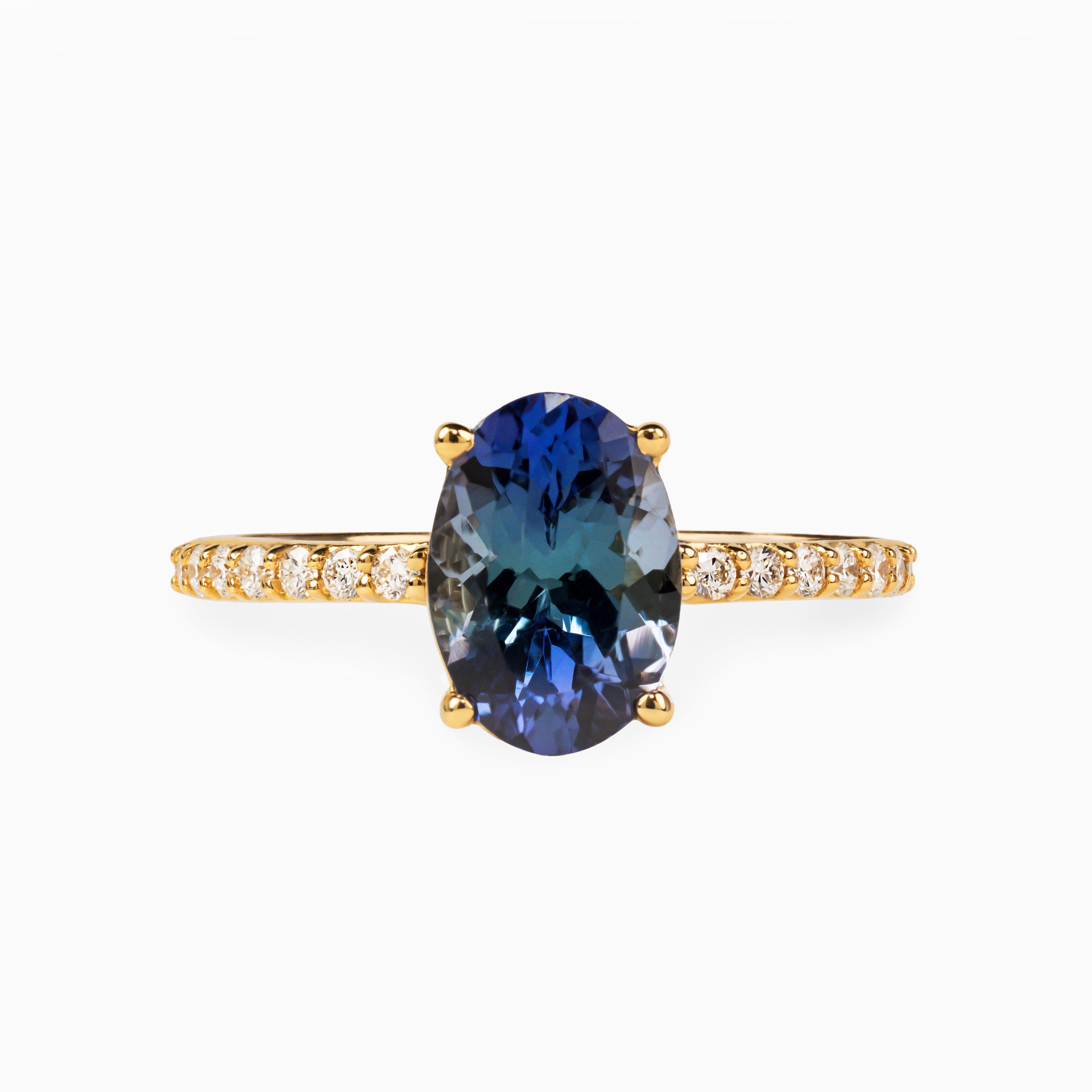 2.06ct Oval Tanzanite Ring with Diamonds