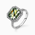 Green 3.39ct Lab Moissanite Ring with Lab Halo and Side Diamonds