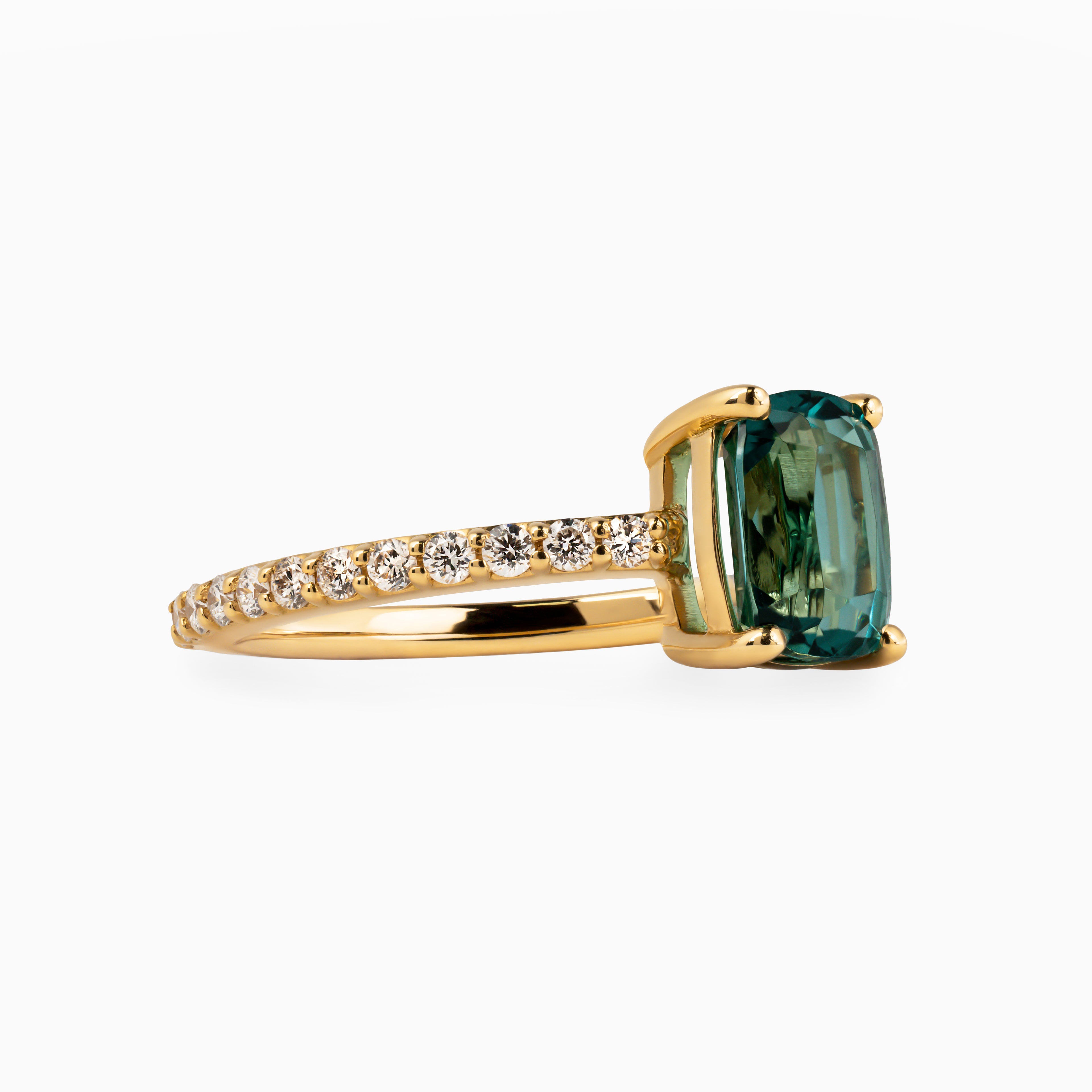 1.46ct Lagoon Tourmaline Ring with Diamonds