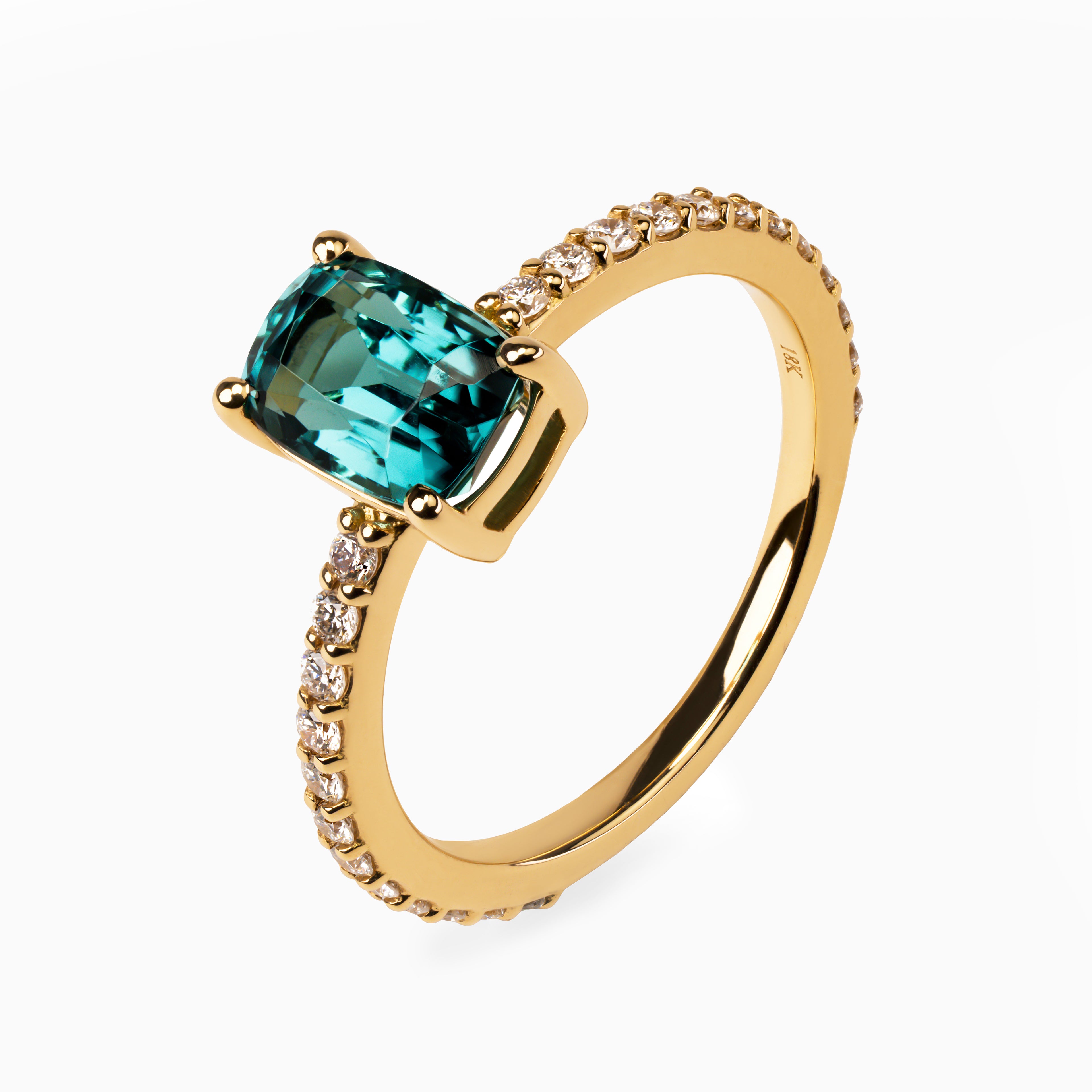 1.46ct Lagoon Tourmaline Ring with Diamonds
