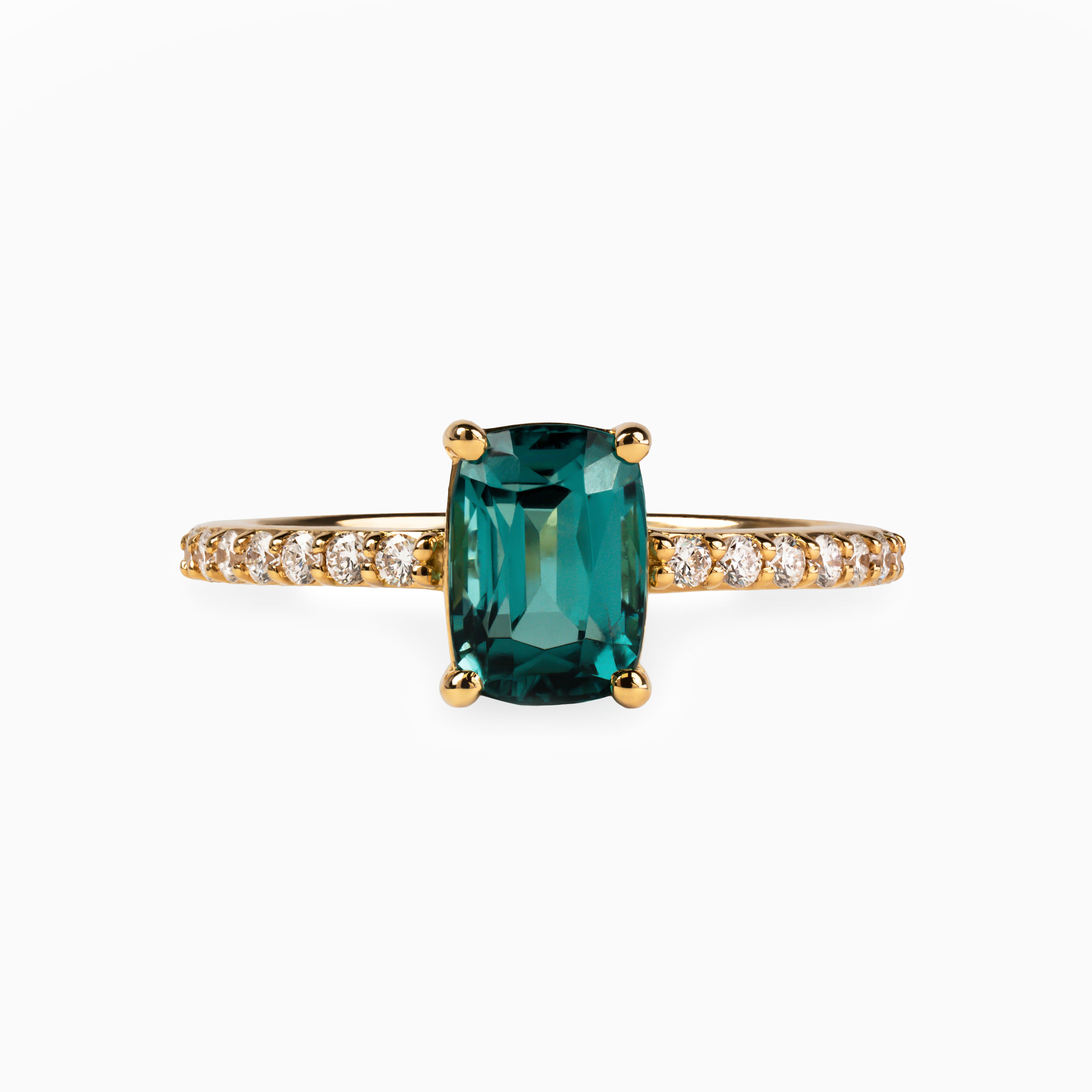 1.46ct Lagoon Tourmaline Ring with Diamonds