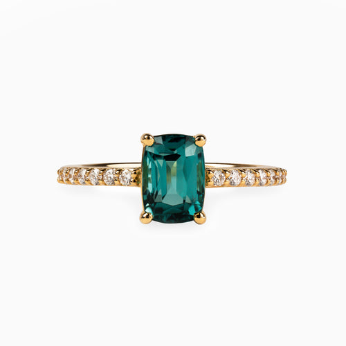 1.46ct Lagoon Tourmaline Ring with Diamonds