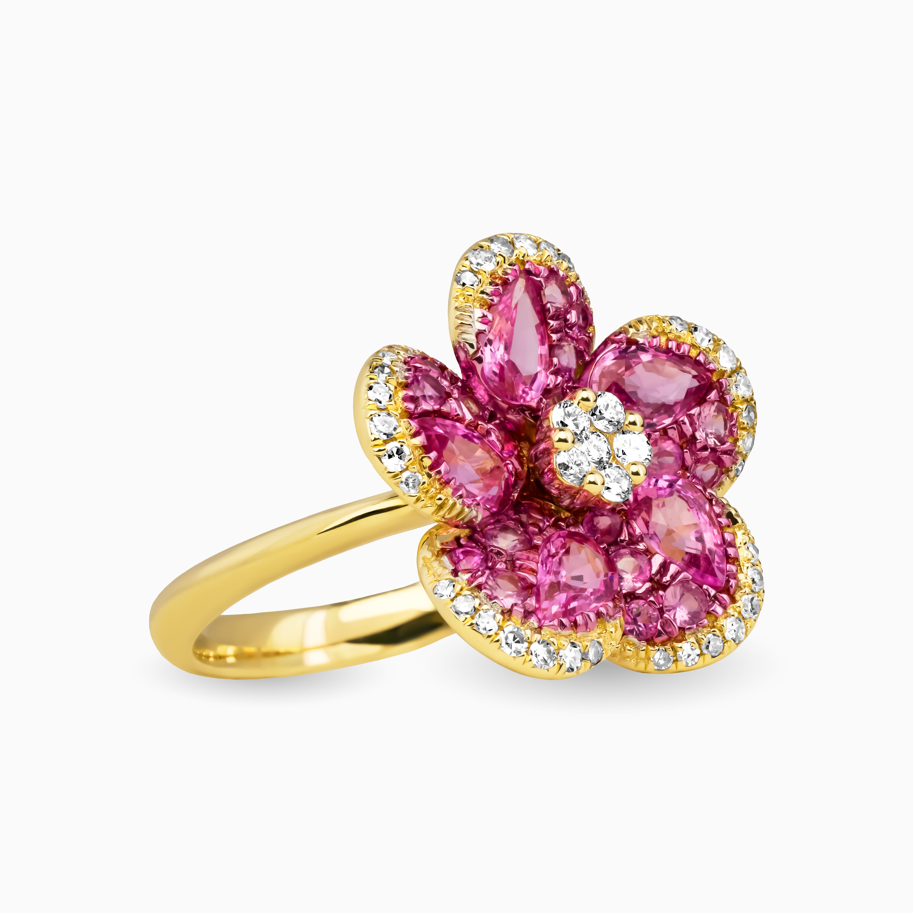Pink Sapphire & Diamond Forever Flowers Ring