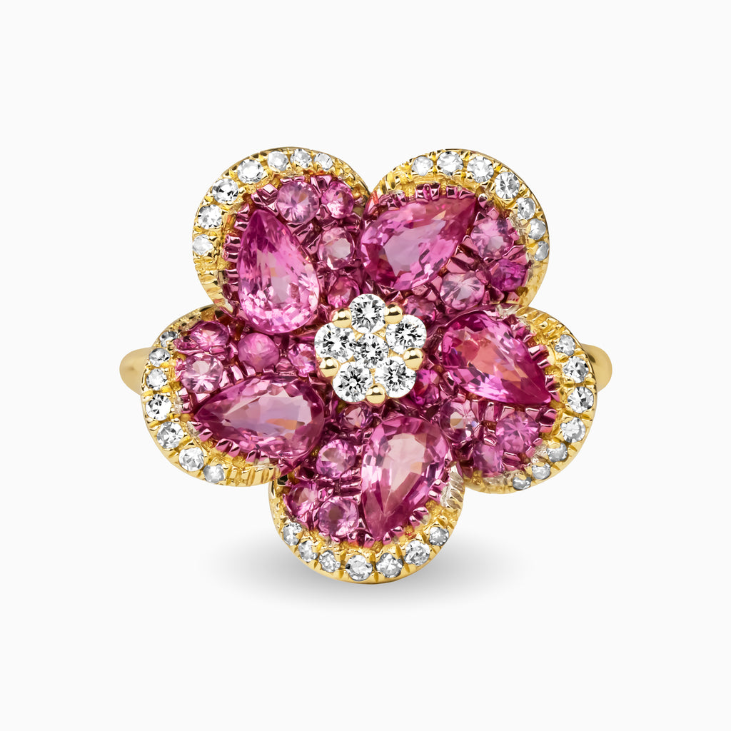 Pink Sapphire & Diamond Forever Flowers Ring