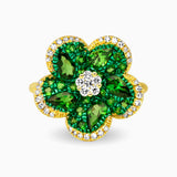 Tsavorite & Diamond Forever Flowers Ring